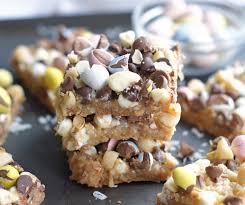 Put in fridge until set, about 4 hours. Cadbury Mini Egg Seven Layer Bars 5 Boys Baker
