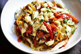 Insalata Di Baccala E Peperoni Arrosto Bacchette E Pomodoro
