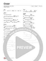 Closer Chord Chart Editable Lifepoint Worship Praisecharts