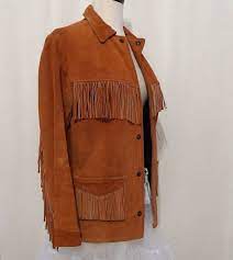 Vintage 60s Suede Leather Jacket Lining Easy Rider Davy Crockett Small Men Women Tassel Fringe Leather Coat Fringe Leather Jacket Leather Jacket Suede Leather