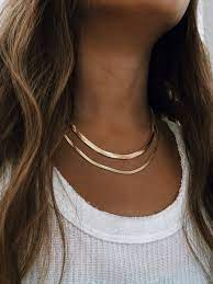 Herringbone Necklace Gold Chain Necklace Womens Short Gold Necklace Gold Snake Chain