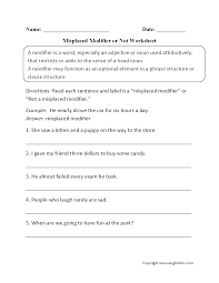 Word Usage Worksheets Using Modifiers Worksheets