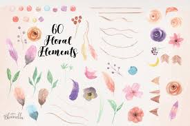 Floral embroidery is all the rage these days! Floral Arrow Watercolor Creator Frames Bouquets Patterns Huge Set By Bloomella Thehungryjpeg Com