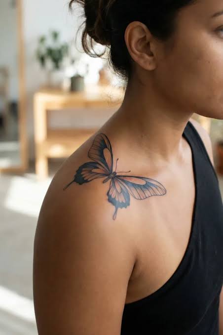 23 Beautiful Butterfly Shoulder Tattoos with Meaning