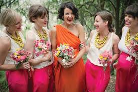 Colour Block Wedding Ideas Orange Dress Wedding Bridesmaid Bridesmaid Style