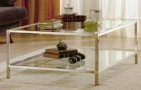 table basse carree 2 plateaux verre structure en laiton dore ou argente sur mesure table basse table basse carree plateau en verre