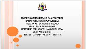 Ketua menteri melaka merupakan ketua badan eksekutif bagi kerajaan negeri melaka. Unit Pengurusan Majlis Protokol Jabatan Ketua Menteri Melaka Home Facebook
