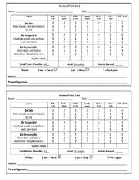 Student Daily Point Card Behavior Chart Products In 2019