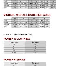 Sizing Chart Michael Kors