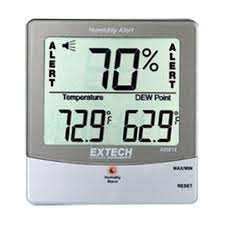 Activates upon startup and when the pushbutton is pressed; Extech 445814 Hygro Thermometer Humidity Alert With Dew Point