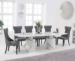 Antonio 260cm White Marble Dining Table With Freya Chairs In 2020 Dining Table White Marble Table
