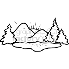 Library Of Cartoon Mountain Lake And Tree Picture Royalty Free Black And White Png Files Clipart Art 2019