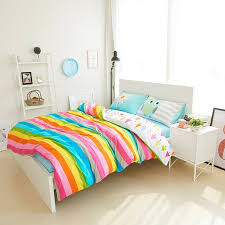 Fun colorful rainbow bedroom decorating, rainbow theme bedding, rainbow wallpaper murals. 100 Cotton Rainbow Bedding Set Comforter Sets King Bed Linen Cheap Bedding Sets