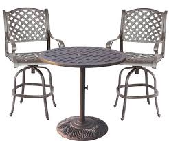 3 Piece Bistro Patio Set Outdoor Cast Aluminum Furniture Nassau Bar Stool Swivel Nas Cast Aluminum Patio Furniture Aluminum Patio Furniture 3 Piece Bistro Set