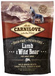 It uses vegetables like peas and chickpeas as its primary source of carbohydrates. Carnilove Adult Lamb Wild Boar