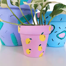Cute Pastel Pot Plants Pastel And Cute Hand Painted Pot Plants Perfect For Any Plant Lover Cute In 2020 Painted Pots Diy Plant Pot Design Decorated Flower Pots