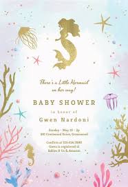 Mermaid Baby Shower Invitation Templates Free Greetings Island