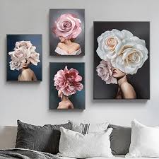 Buy decorative wall stickers and murals from popular brands such as disney, winnie the pooh, frozen, cars, spiderman, disney princesses, roommates and several other brands. Nordic Style Pink White Flower Lady Posters Abstract Woman Print On Canvas Wall Art Pictures For Home Living Room Decoration Buy Canvas Painting Art Print Decor Painting Product On Alibaba Com