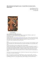 John the baptist lived by himself, in a. Pdf Why Did John The Baptist Wear A Camel Hair Garment And A Black Belt