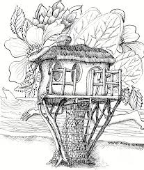 Printable house coloring pages, coloring sheets and pictures for kids, children. Easy Fairy Tree House Drawing Novocom Top