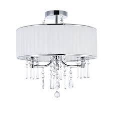 Sheer black drum light 18w. A1a9 Modern 3 Light Drum Pendant Lighting Fixture 16 White Fabric Shade Semi Flush Mount Ceiling Lights With Crystal Chrome Finish Chandelier For Entryway Hallway Dining Room And Bedroom Amazon Com