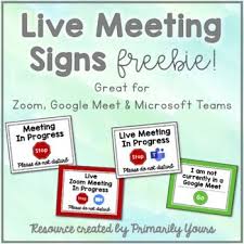 Live Meeting In Progress Door Signs Freebie By Primarily Yours Maddie Ward Teachers Pay Teachers Distance Learning Classroom Signs Dyslexia Teaching
