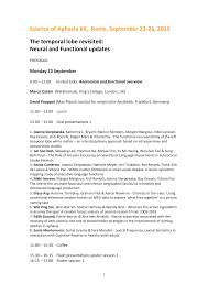 Science of Aphasia XX, Rome, September 23-26, 2019 The temporal lobe  revisited: Neural and Functional updates