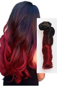Black To Red Colorful Clip In Human Hair Extensions Blog02 Red Hair Extensions Human Hair Extensions Colored Hair Extensions