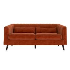 Gorgeous mid century modern sofa in the manner of peter hvidt for france and sons. Orange Velvet 3 Seater Sofa With Cushions Mid Century Style Lotti Furniture123