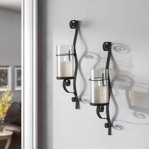 Pcs of 2 nordic style 3d metal geometric wall hanging tealight candle holder sconce home decor living room wedding coffee bar wall decoration (black) 16. Candle Wall Sconces Wayfair Ca