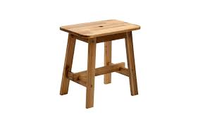 Natural bark surface is preserved with its native populations of plants, which are embedded in a resin resembling the water that generated their life. Rectangular Top Acacia Wood Stool Natural Color