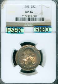 1952 QUARTER NGC MS67 MAC RNBO RAINBOW & FULL SPLIT BEAK FSBK *
