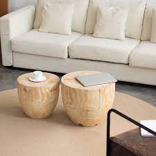 Round Pine Wood Drum 2 Piece Coffee Table Set Living Room In 2021 Coffee Table Coffee Table Setting Coffee Table Wood