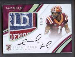 2017 Immaculate Collegiate Isaiah Ford Rpa Rc Bowl Game Logo Patch Auto 10 Footballcards Football Cards Virginia Tech Football Game Logo
