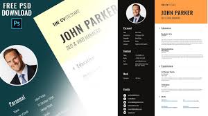 Modern Resume Cv Template Photoshop Download Free Psd Youtube