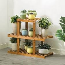 Heavy Duty Flower Planter Solid Multiple Tier Plant Stand Long Bamboo Flower Rack Table Outdoor Shelf For Plants Modern Diy Plant Stand Plant Stands Outdoor Plant Stand Indoor