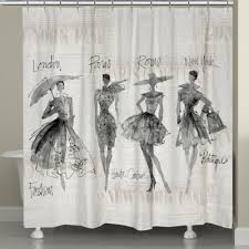 Laural Home Fashion Sketchbook Shower Curtain In Black Beige Products In 2019 Curtains House Styles Colorful Curtains