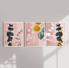 Pink Modern Abstract Art Botanical Eucalyptus Print Set Etsy Green Artwork Etsy Art Prints Modern Art Abstract