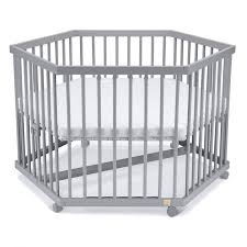 Bezug abnehmbar und waschbar bis 60°c. Fabimax Laufgitter 6 Eckig Mit Matratze Classic Parkettrollen Buche Grau Lackiert