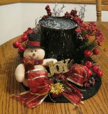 Snowman Top Hats Decorations Handmade Snowman Hat Christmas Decor Table Decor Black Red Christmas Centerpieces Christmas Decorations Top Hat Centerpieces