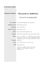 Research on Addiction Quarterly Journal of Drug Abuse