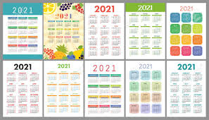 You can see the days on the monthly calendars. Calendar 2021 Year Set Vector Template Collection Simple Design Week Starts On Sunday January February March April May June July August September October November December Royalty Free Cliparts Vectors And Stock Illustration