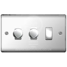 What is a 3 way dimmer switch and what does a three way dimmer switch do? Bg Polished Chrome 3 Gang Light Switch 2x Led Dimmer 1x 2 Way Custom S Masterlec