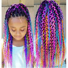 Rainbow Box Braids Hair Styles For Naturally Curly Coily Kids Kids Box Braids Girls Hairstyles Braids Box Braids Hairstyles