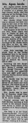 Obituary for Agnes Loretta Jacobs (Aged 94)