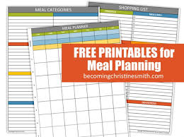 Individuals and families often find the need to prepare healthy meals especially when they are dieting. 30 Family Meal Planning Templates Weekly Monthly Budget Tip Junkie
