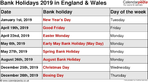 Bank Holidays 2019 In The Uk Get Holiday Calendar Holiday Day Holiday