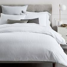 Black And White Striped Duvet Cover King Organic Washed Cotton Percale Stripe Duvet Cover Shams Slate Striped Duvet Covers Striped Duvet Luxury Bedding