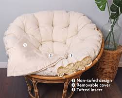 Measure your cushion and figure out how much fabric you will need to cut and cover both sides of it. Papasan Cushion Cover Off 69