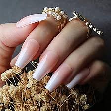 Sorry about the music i forgot to add it in! Amazon Com Eda Luxury Beauty Natural Nude Pink White Ombre French Luxe Design Full Cover Press On Nails Acrylic Nail Kit Artificial Nail Tips False Nails Extra Long Ballerina Coffin Square Nail